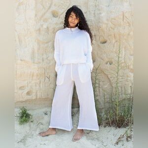 Honest Cotton Crop Palazzo Pants S/M - White